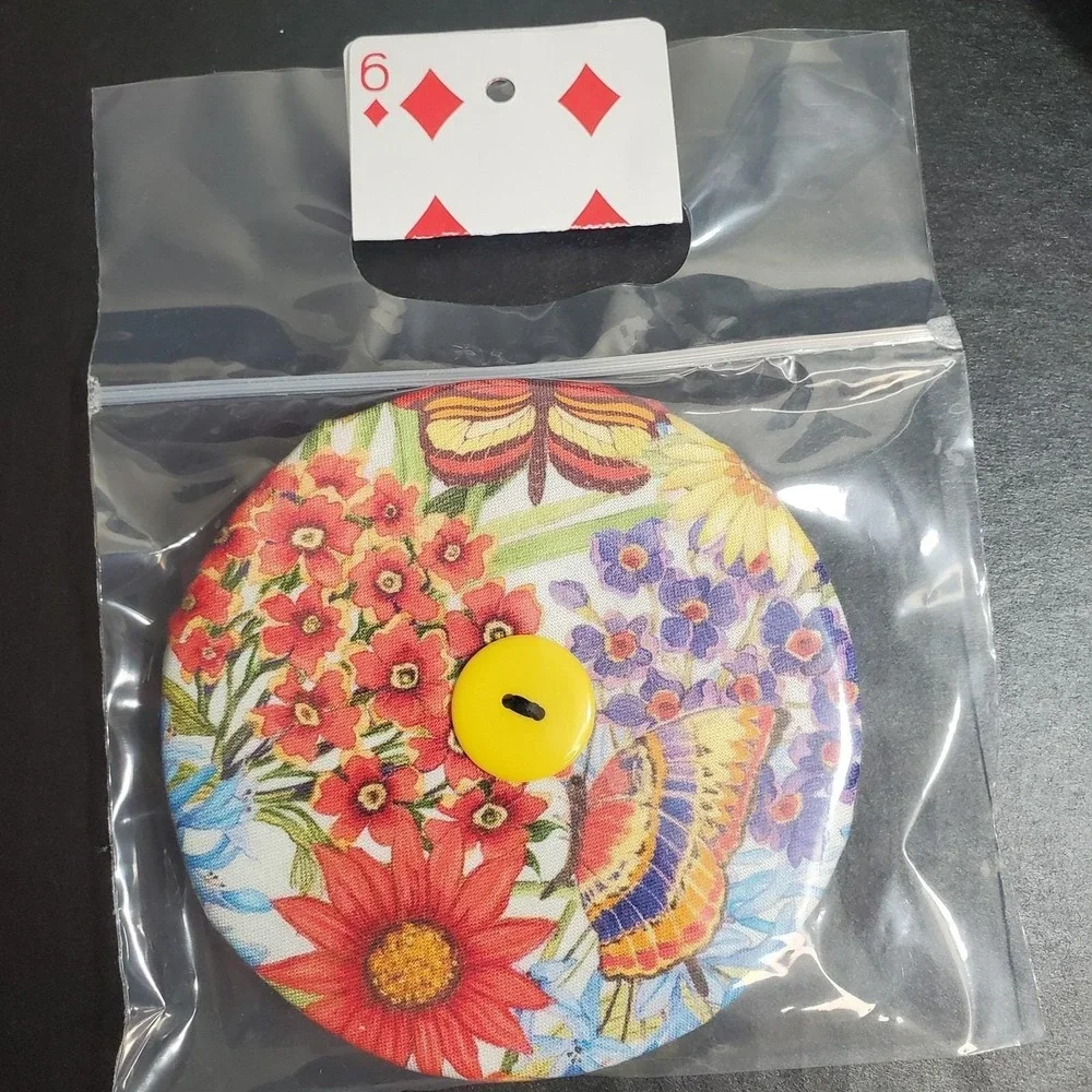 Fabric Playing‎ Card Holder Helping Hands Lot Of 2 + Cards, Tropical / Flowers